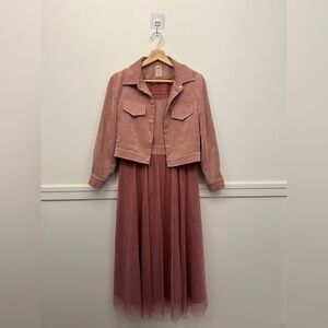Dusty Rose Velvet Jacket and Dress Set
